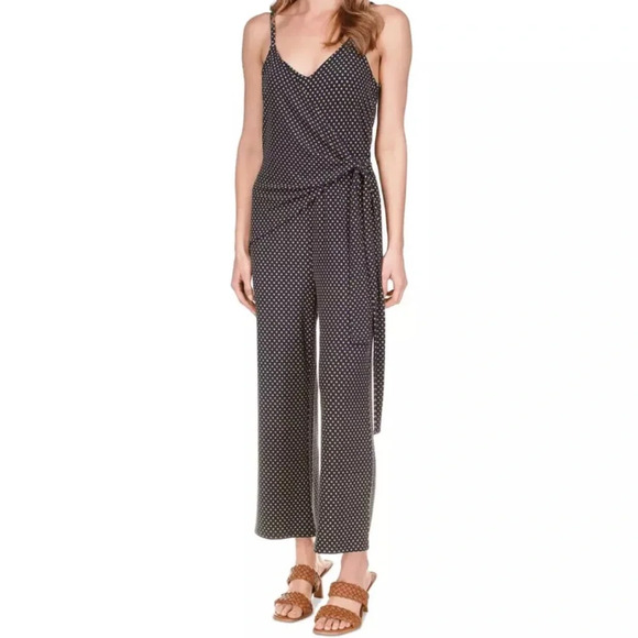 Michael Kors NWT Women's Pattern Side-Tie Sleeveless Navy Gold Jumpsuit Large - Picture 1 of 10